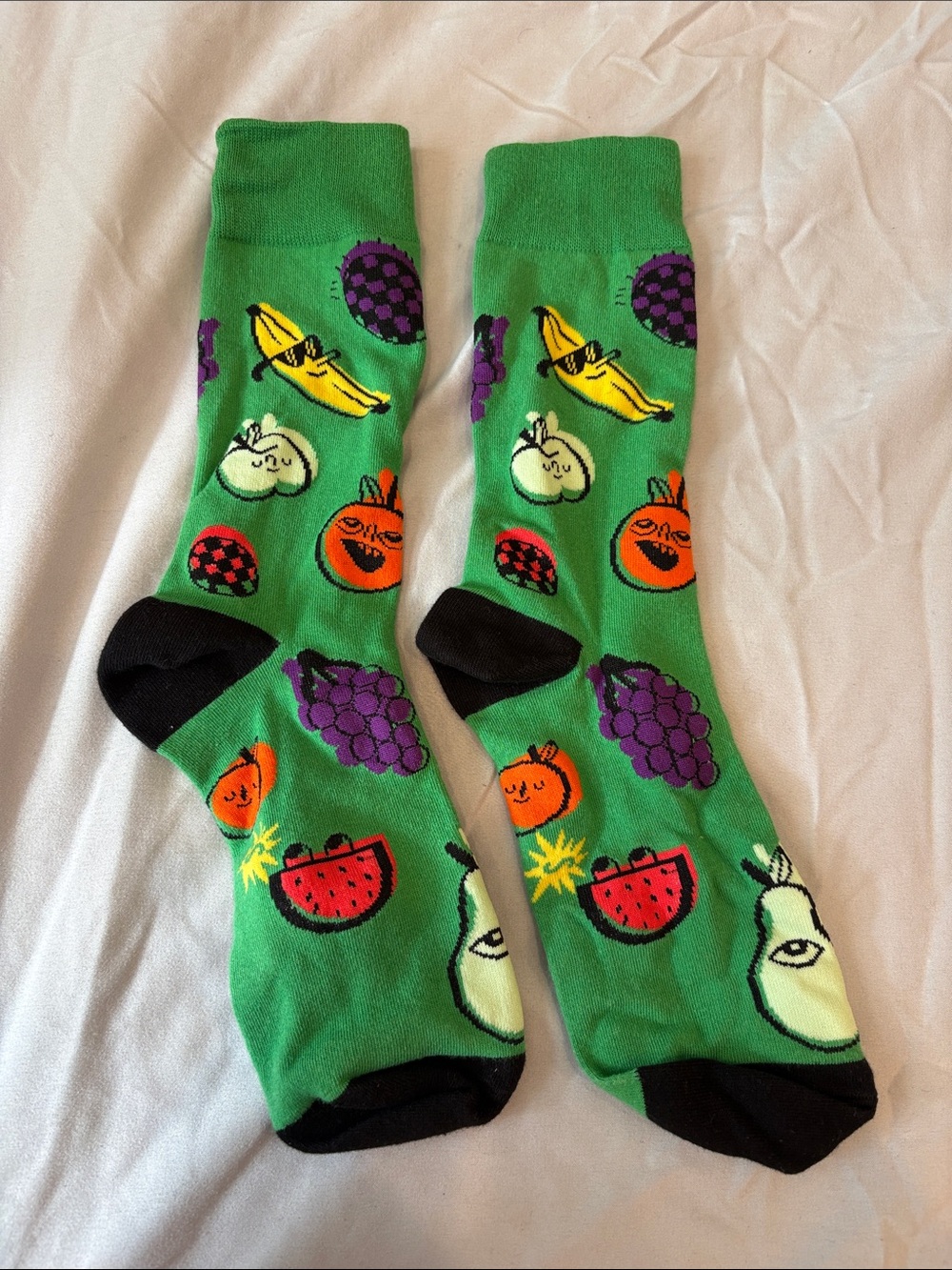 Green Fruit Pattern Crew Socks